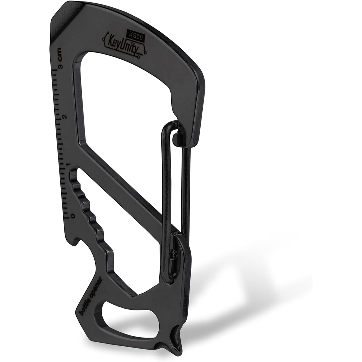 KeyUnity KS00 Keychain Multi-tool Type Screwdriver Small Carabiner 420 Stainless Steel 7in1 Tool Mirror Polished Surface Silver EDC Tool (Wrench + Cross Screwdriver + Bottle Opener) Present Gift (Weight 22g) (Black)
