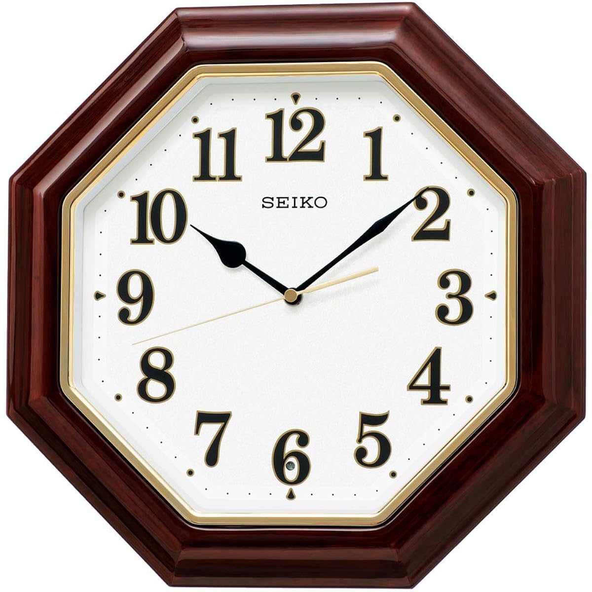 Seiko Clock Wall Clock Radio Analog Octagonal Wooden Frame Dark Brown Wood Gloss Diameter 34.4 x 34.4 x 4.8cm KX251B