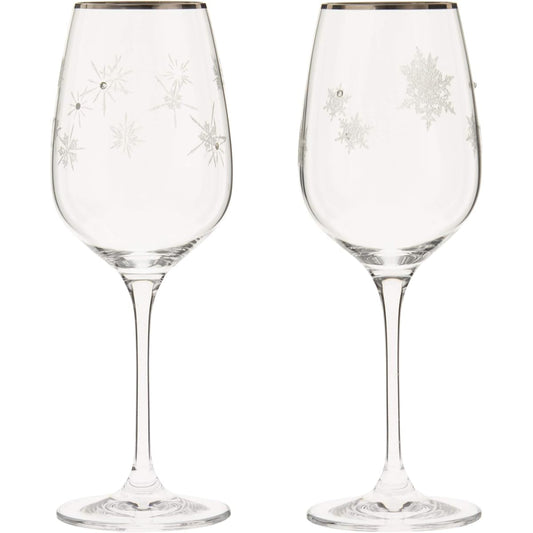 NARUMI Pair Wine Glass Glassworks Snow & Star 340cc Set of 2 GW4065-63393A