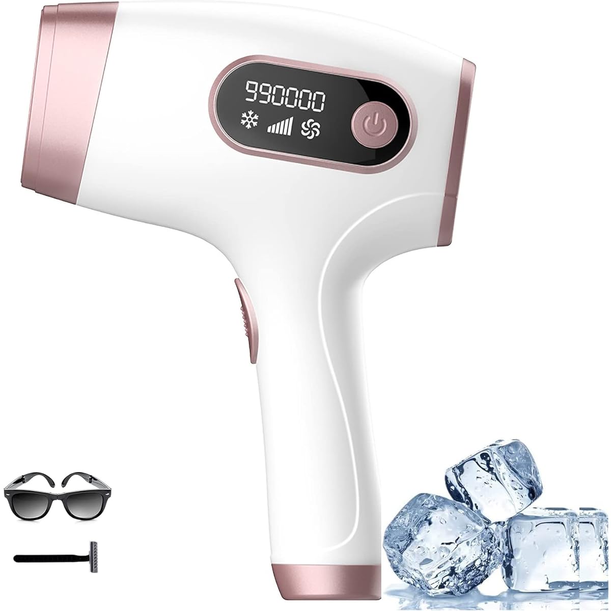 Hair removal device, cold sensation, home use, hair removal device, sapphire IPL light, 990,000 flashes, 5 levels adjustment, suitable for whole body, unisex, Japanese instruction manual included