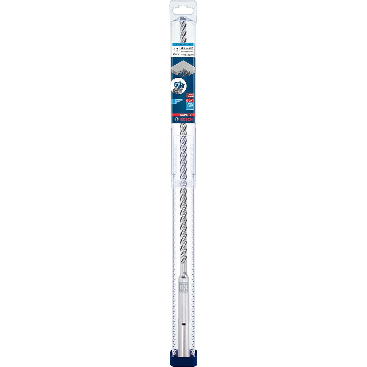 Bosch Professional 1x EXPERT SDS max-8X hammer drill bit (soft stone, hard stone, concrete, reinforced concrete, concrete building blocks, Ø 12,00x540 mm, accessories for hammer drills)