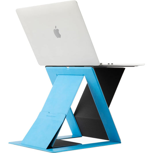 MOFT Z [Advanced Design] Laptop Stand, 4-level Angle Adjustment, Switchable in 3 Seconds, Telework, Standing Desk, MacBook Folding, Thinness: 1.5cm, Weight Capacity: 10kg, Lightweight: 890g, Red Dot, Compatible with up to 17 inches (Blue)