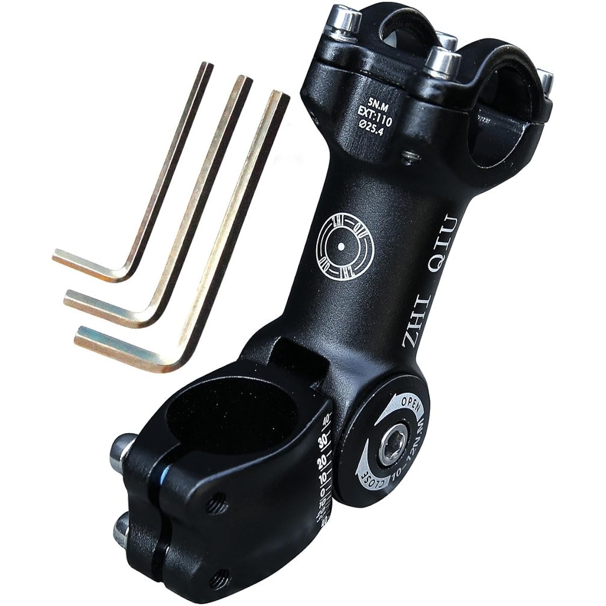ZHIQIU Bicycle Stem Bicycle Handlebar Stem Clamp Diameter 28.6mm Compatible with Mountain Bikes, Road Bikes, Cross Bikes Black 0-80 Degree Adjustable Bicycle Stem, Column, Features: Adjustable Angle 0-80 Degrees, Length 90mm and 110mm, Mountain Suitable