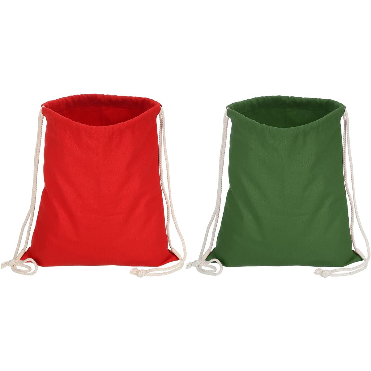 PATIKIL Cotton Drawstring Bags Set of 2 Cotton Drawstring Backpacks for Women Men Gym Sports Travel Red Dark Green