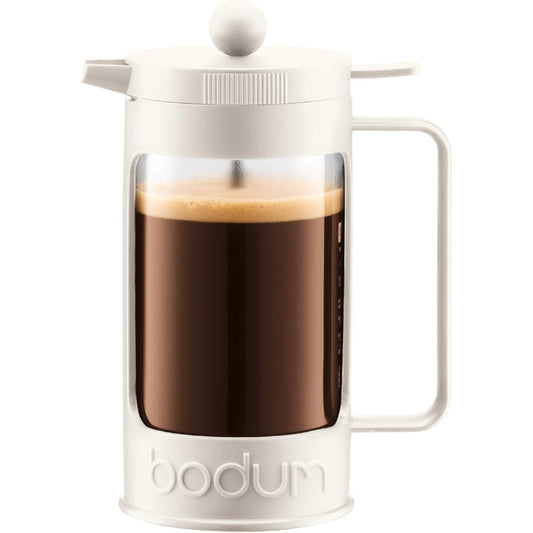 BODUM Coffee Maker Coffee Press BEAN French Press Coffee Maker 1000ml Off White Stainless Steel Filter Glass Beaker Immersion Type Coffee Locking Lid [Genuine Product] 11376-913