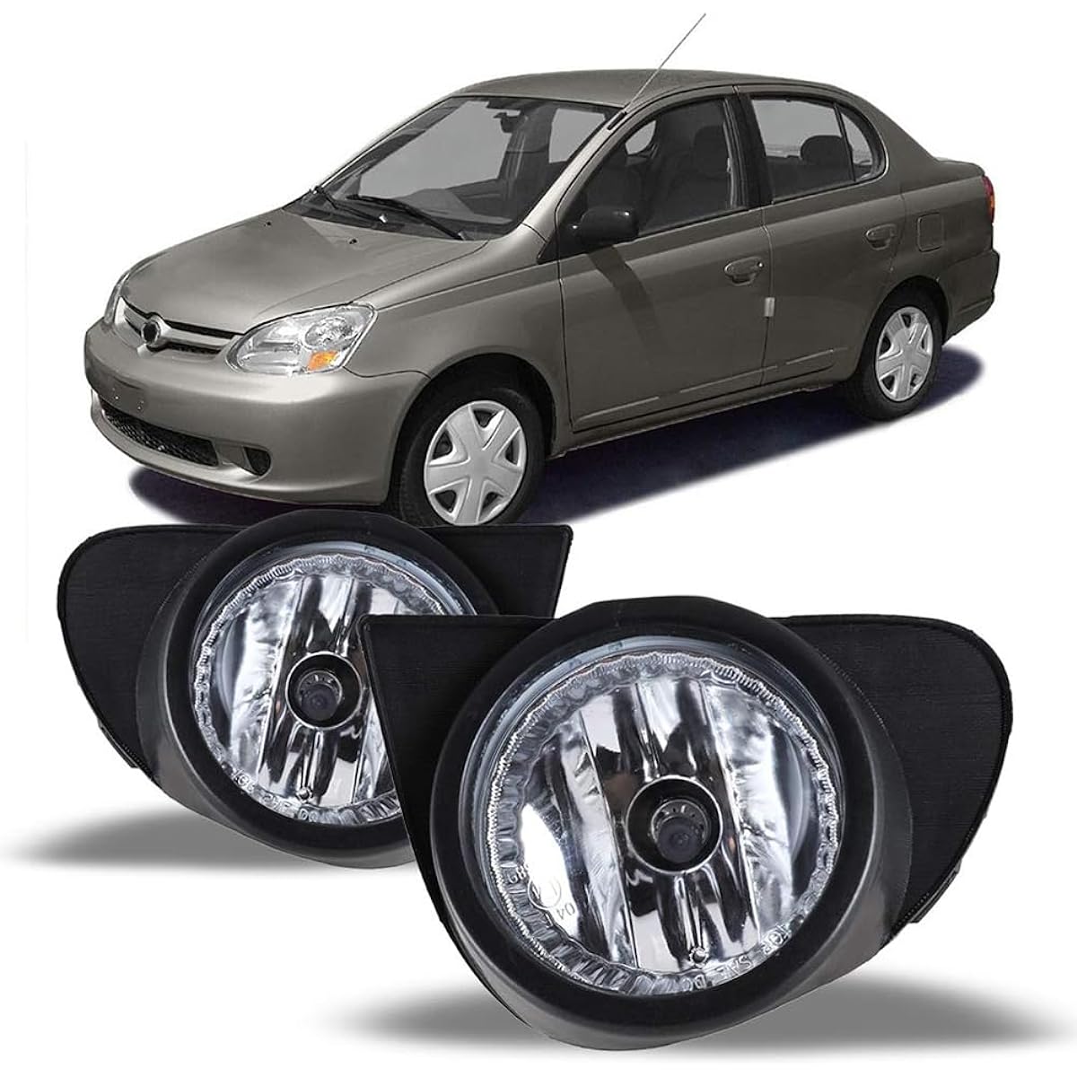 Winjet Fog Light 2000-2005 Compatible with Toyota Echo | Polycarbonate Resin Clear | 2004