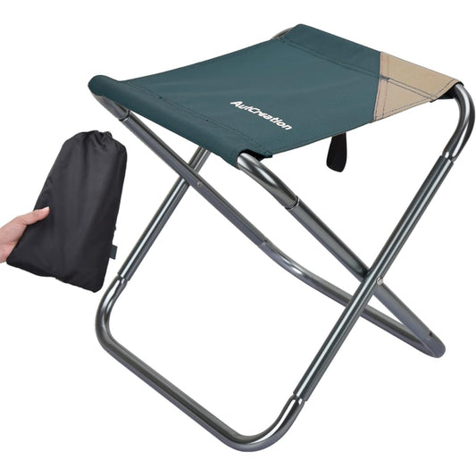 AutCreation Outdoor Chair, Folding Chair, Compact Chair, Load Capacity 100kg, Ultra Lightweight, Storage Bag Included, Convenient to Carry, Fishing, Barbecue, Mountain Climbing, Camping (Green)