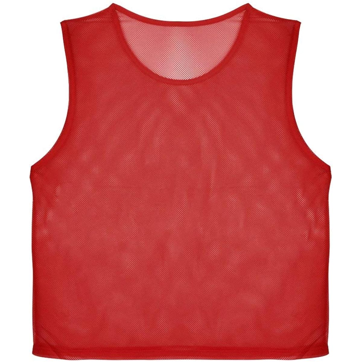 [Set of 12] Bibs for Adults, Training Bibs, Football Bibs, Lightweight, Sweat Absorbent, Quick Drying, Soccer Events, Futsal, Red