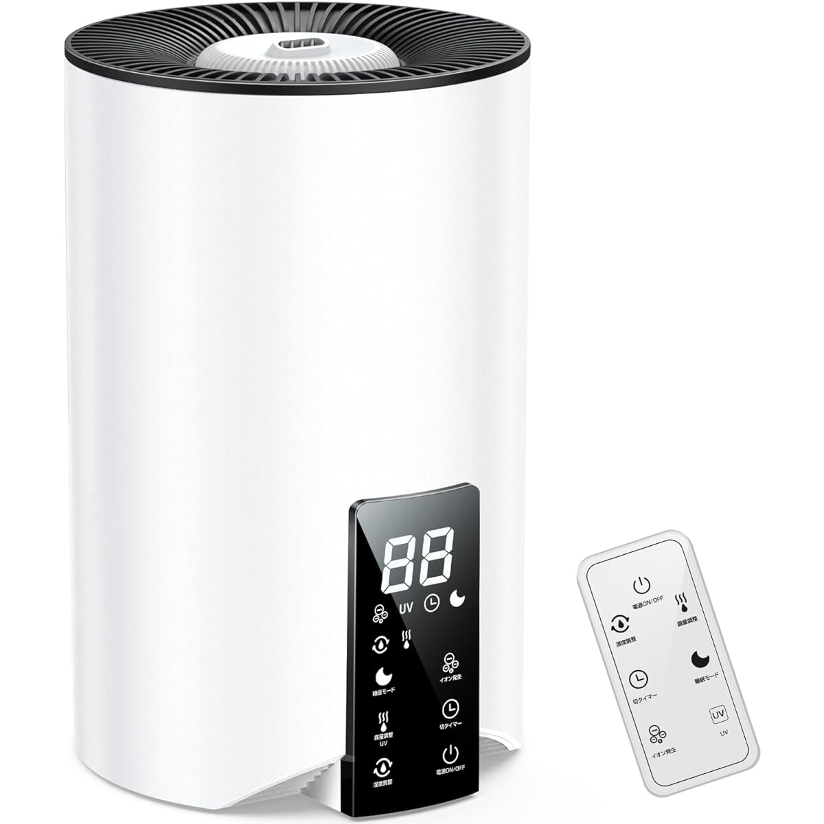 Humidifier, Large Capacity, 2024 Model, UV Light Included, Ultrasonic Humidifier, Tabletop, Steam Type, 3 Levels of Humidification Adjustment, LED Touch Panel, Timer Function, Up to 32 Tatami Mats,
