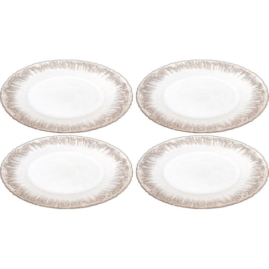 Vetro Felice Large Plate Western Tableware Plate White Pearl x Ginger 33cm Set of 4 Glass of Happiness Flash 349133