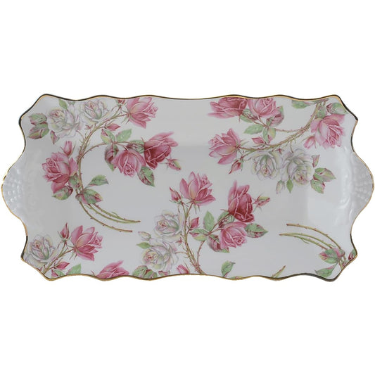 Aynsley Elizabeth Rose Pink Sandwich Tray Plate Approx. 31.5 x 15.5cm EROS20647C