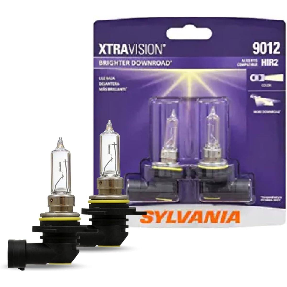 Sylvania -9012 Xtravision -High -performance halogen headlight valve high beam low beam fog replacement valve (2 light bulbs)