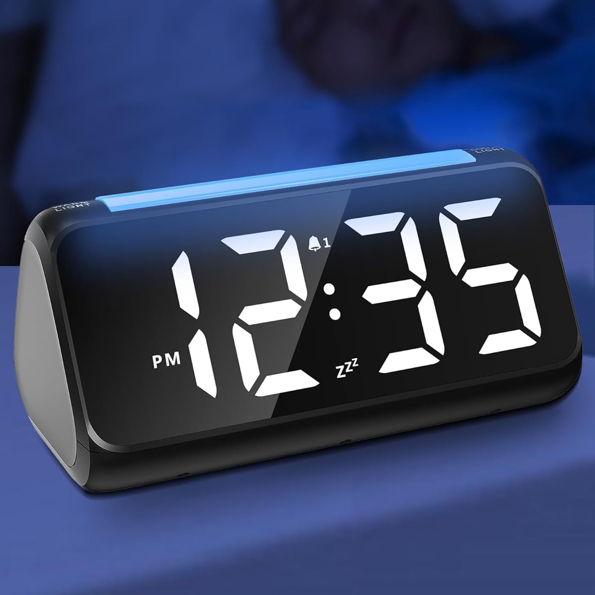 Netzu Digital Alarm Clock Bedroom Bedside Alarm Clock 8 Color Night Light Large LED Display Dual Alarm Dimmer USB Charger Port for Kids/Teens/Elderly (Upgraded) (Black)