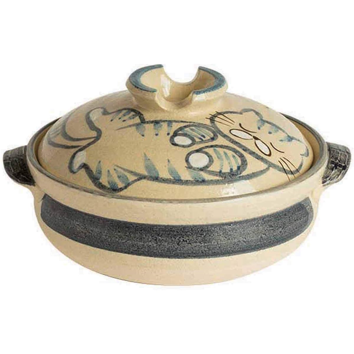 Saji Pottery White 25.5cm Banko Ware Earthen Pot No. 8 Tama Nap Pattern 32-611