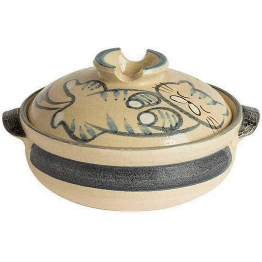 Saji Pottery White 25.5cm Banko Ware Earthen Pot No. 8 Tama Nap Pattern 32-611