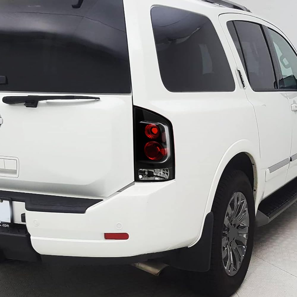 SPEC-D TUNING Black Housing Clear Lens Taill Light 2005-2015 Nissan Armada left and right pair semi-brain