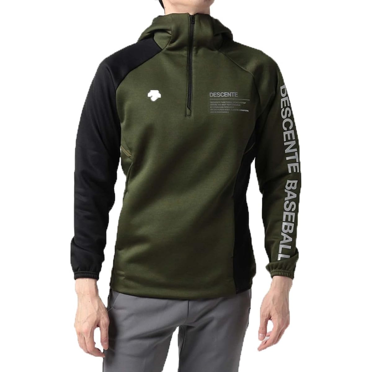 DESCENTE Baseball Barrier Fleece Jacket Half Zip Water Repellent Thermal Stretch DBMUJF10