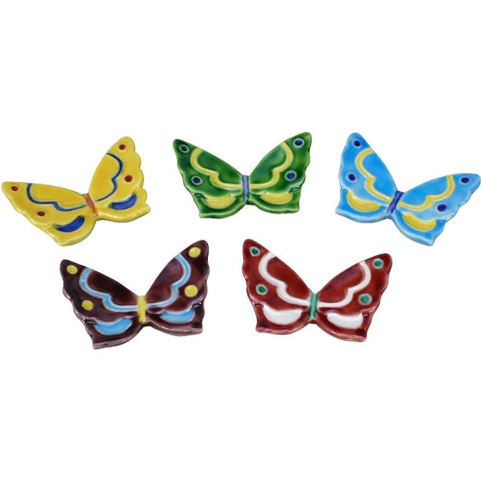 Kyoto ware Kiyomizu ware chopstick rest 5 colors 5cm Hoshiyama Colored Butterfly HSR451 Set of 5