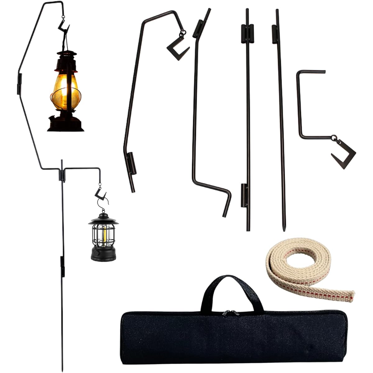 [Japanese Brand] LUHANA Lantern Stand Lantern Hanger Drive-In Steel Lantern Pole Multifunctional Lightweight Compact Outdoor Camping Comes with Exclusive Storage Case Includes Oil Lantern Refill