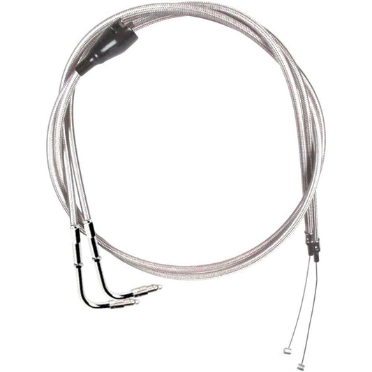 Stainless Braided +6" Throttle Cable Set for 1996-2001 Harley-Davidson Touring Models with Marelli Fuel Injection and Cruise Control - HC-3960-0532