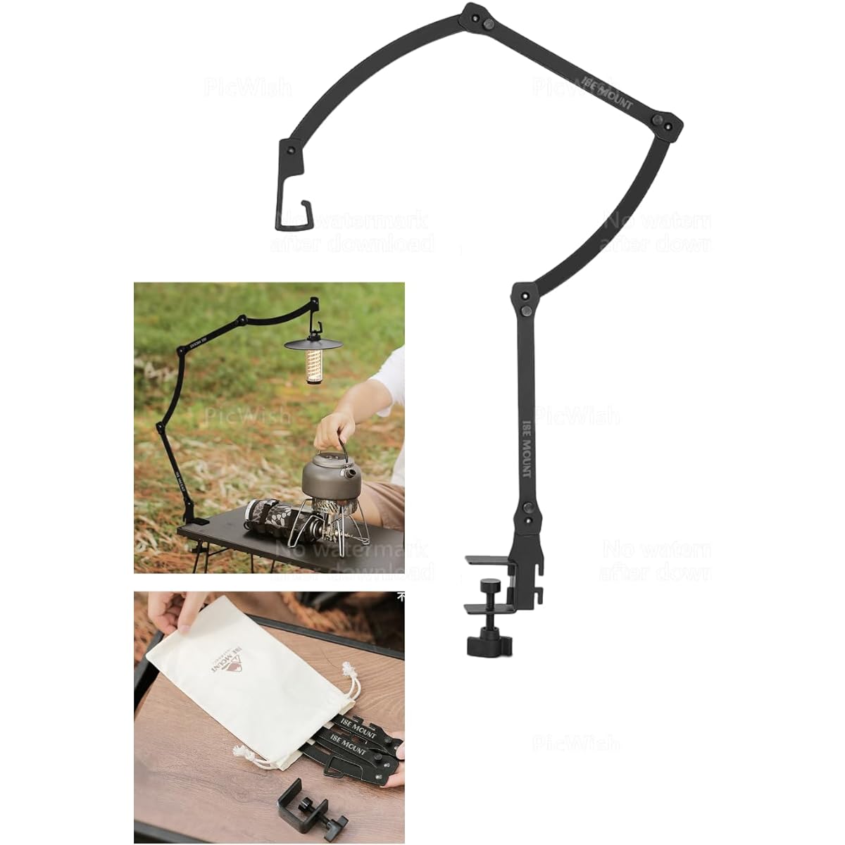 [flowbloo] Lantern Stand Tabletop Lantern Stand Table Lantern Hanger Pole Clamp Iron Table Less than 3cm Camping Light Stand Lightweight Foldable Easy to Assemble