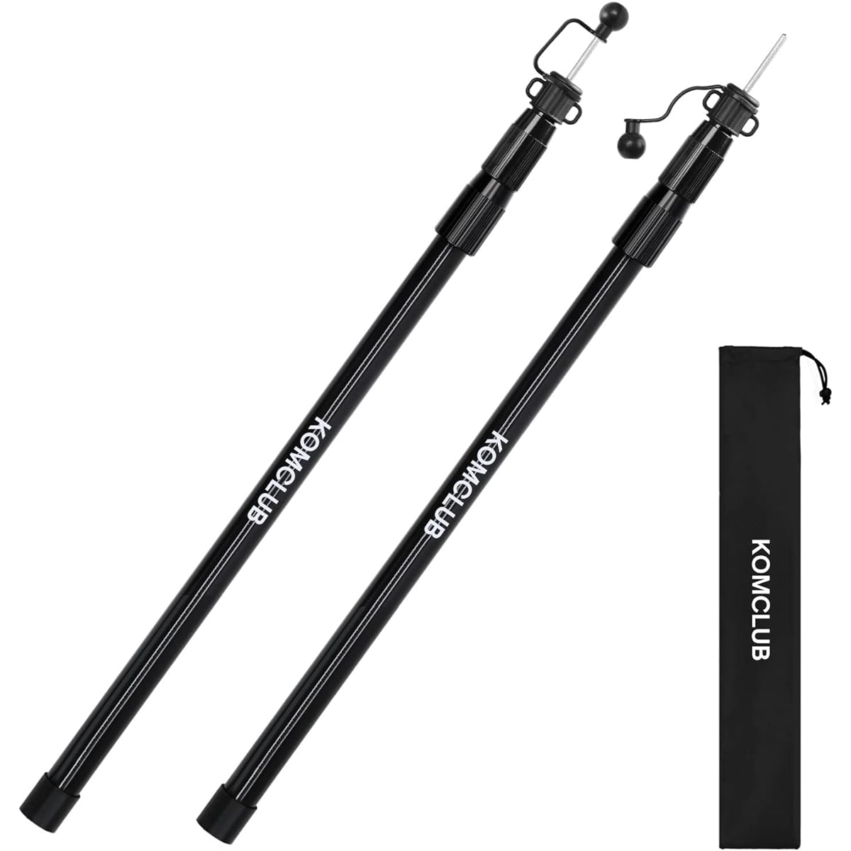 KOMCLUB Tarp Pole, Tent Pole, Telescoping Tarp Pole, 85cm to 215cm, Diameter 21mm to 27mm, 3 Level Adjustment, Height Adjustment, Sliding Type, No Assembly Required, Set of 2/Set of 4, Includes Storage Bag, Tarp Pole, Tent, Camping