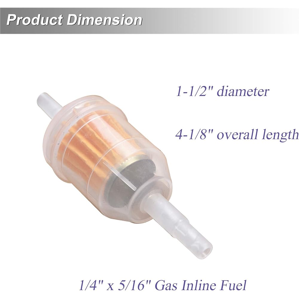 Waltyotur Universal Gas Inline Fuel Filter 36 Pack 1/4 x 5/16 Replacing John Deere Kawasaki Kohler Briggs & Stratton