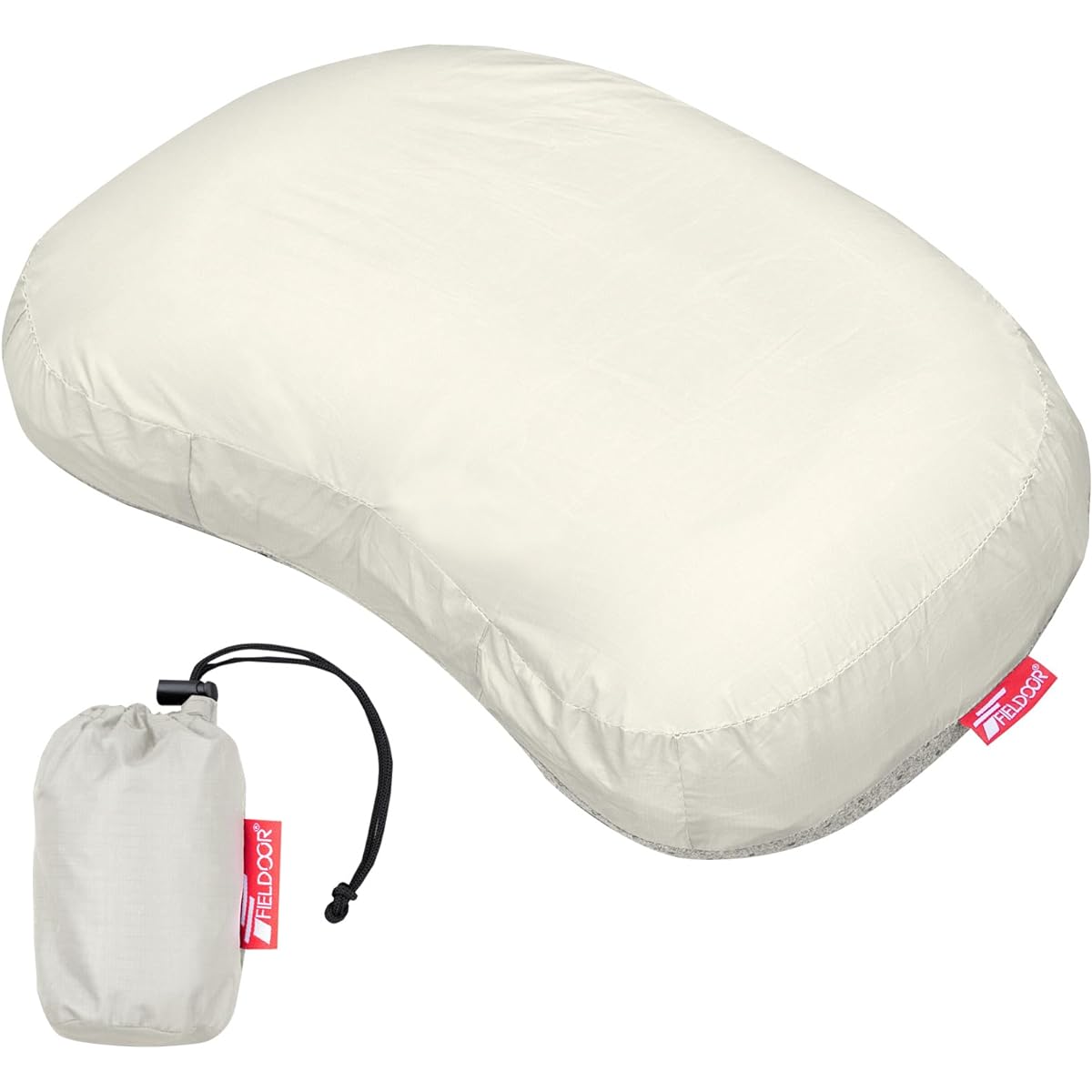 FIELDOOR Ultralight Air Pillow [Gray] 90g Cotton Filled Lightweight Compact Ripstop Fabric Climbing Touring Solo Camping Easy Double Valve Cushion Pillow Anti-Slip Storage Outdoor