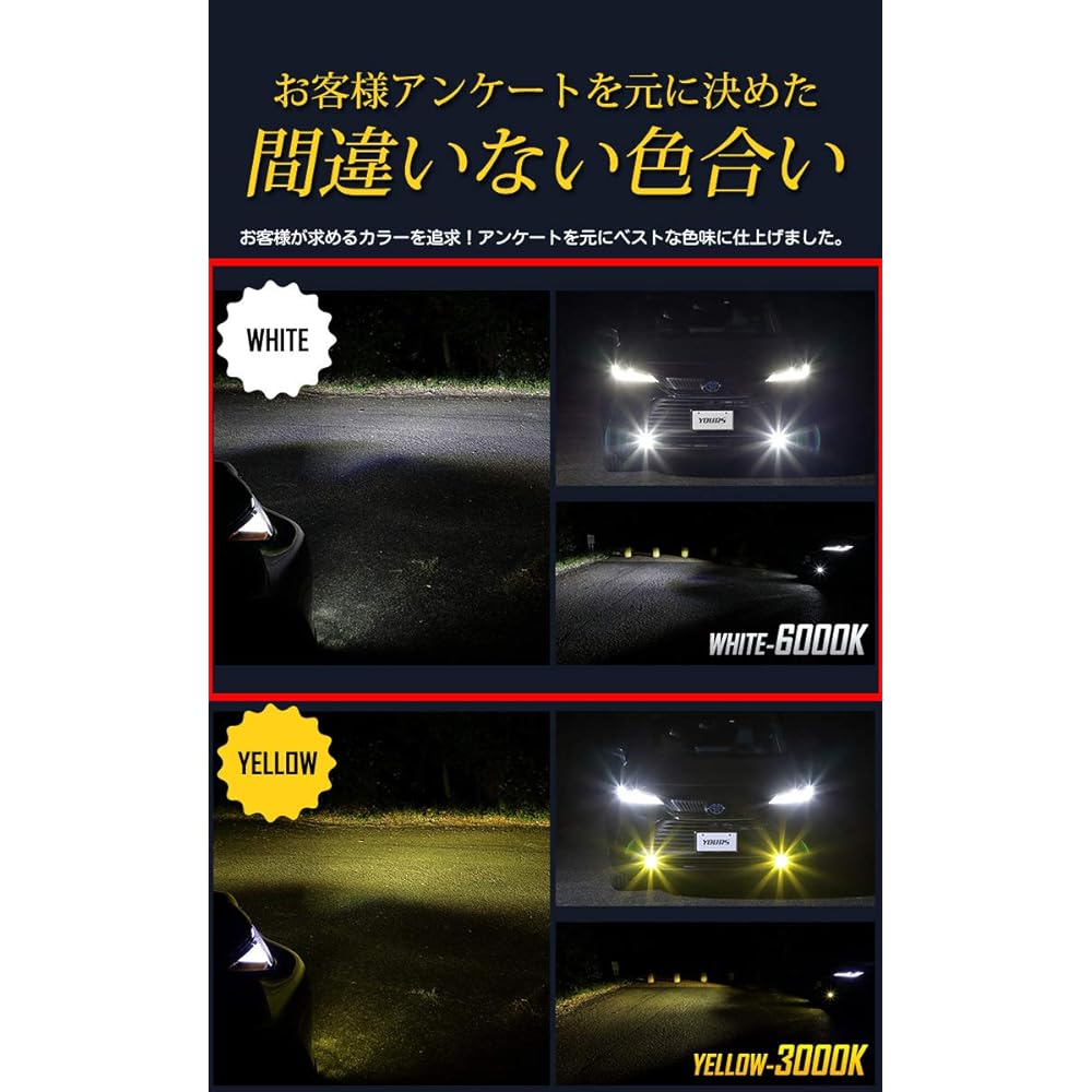 YOURS Genuine LED Fog Lamp Replacement Bulb for Harrier 80 Series [White 6000K] y210-030 [2] S