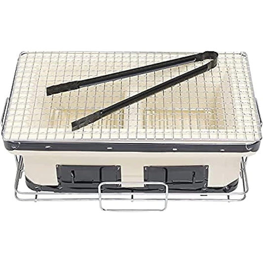 Authentic diatomaceous earth square seven rings with net, square wire, fire chopsticks, bed stand, square wide 41cm x 24cm, charcoal grill, long angle, charcoal stove, middle partition, brazier, charcoal, bean charcoal, yakitori