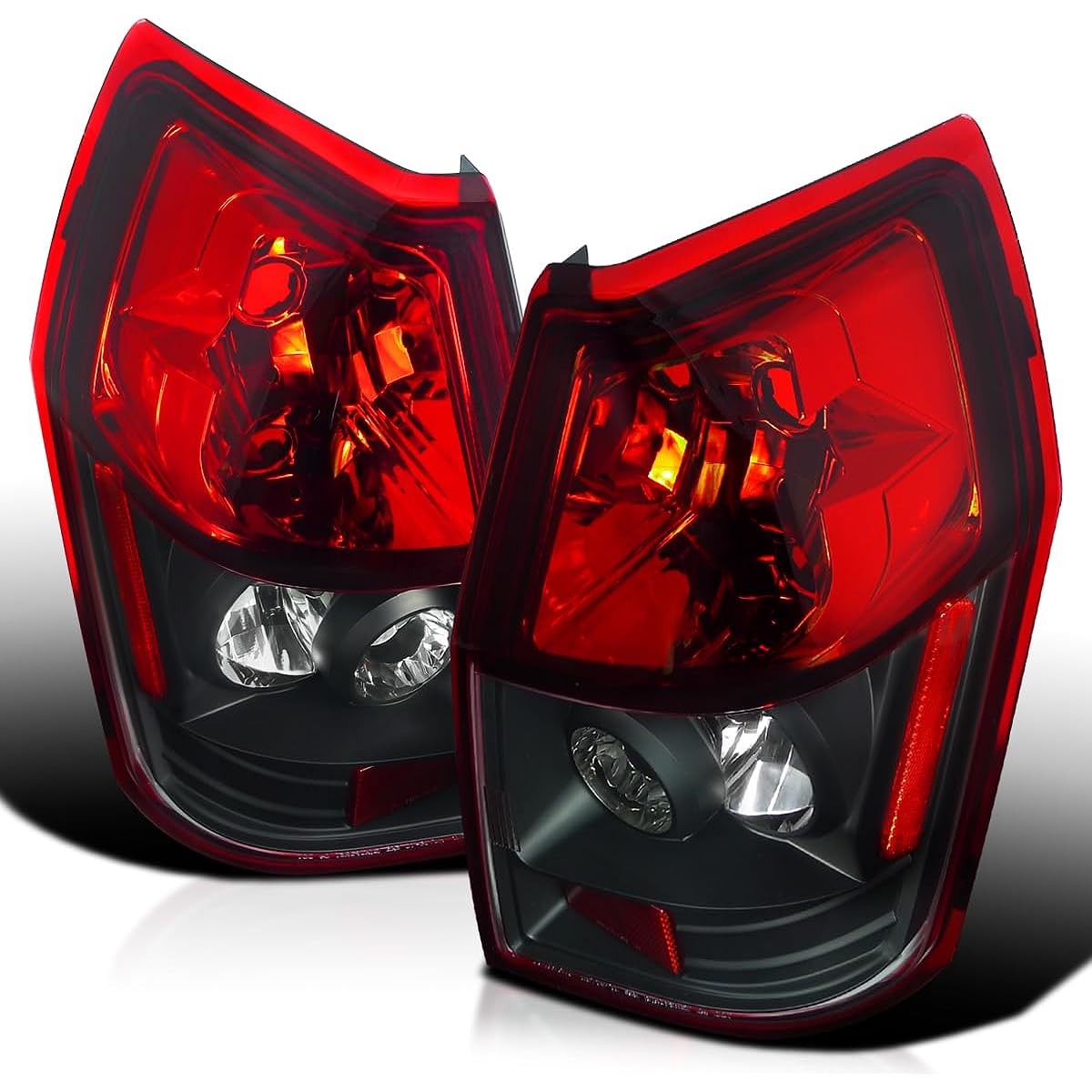 SPEC-D TUNING Black Housing Red/Clear Lens Tail Light 2005-2008 DODGE Magnum Left + Right Pair Sembrit