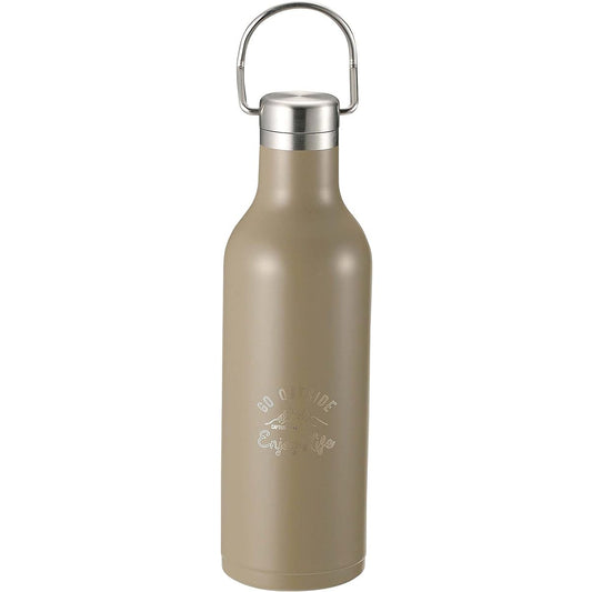 CAPTAIN STAG Sports Bottle Water Bottle Direct Drinking Double Stainless Steel Bottle Vacuum Insulated Heat/Cold Hanger Bottle 480ml Khaki Monte UE-3423