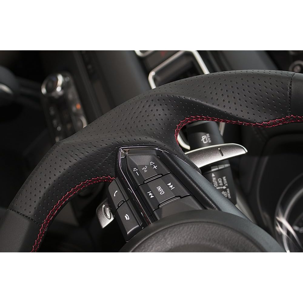 KENSTYLE Original Steering Wheel MD03 Mazda Demio (DJ Series) 2016/11~ Black Leather/Red Line (Red Stitch) All Nappa Leather Mazda 2 Steering Wheel MD03