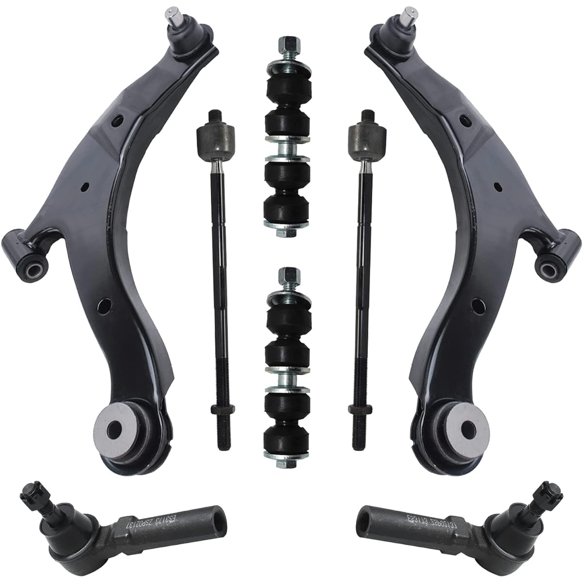 Detroit vehicle axis - 8 Piece Front Suspension Kit -2 Lower Control Arms, 2 Swaber Endinks, 4 Inside and Out Tie Rod Ends.