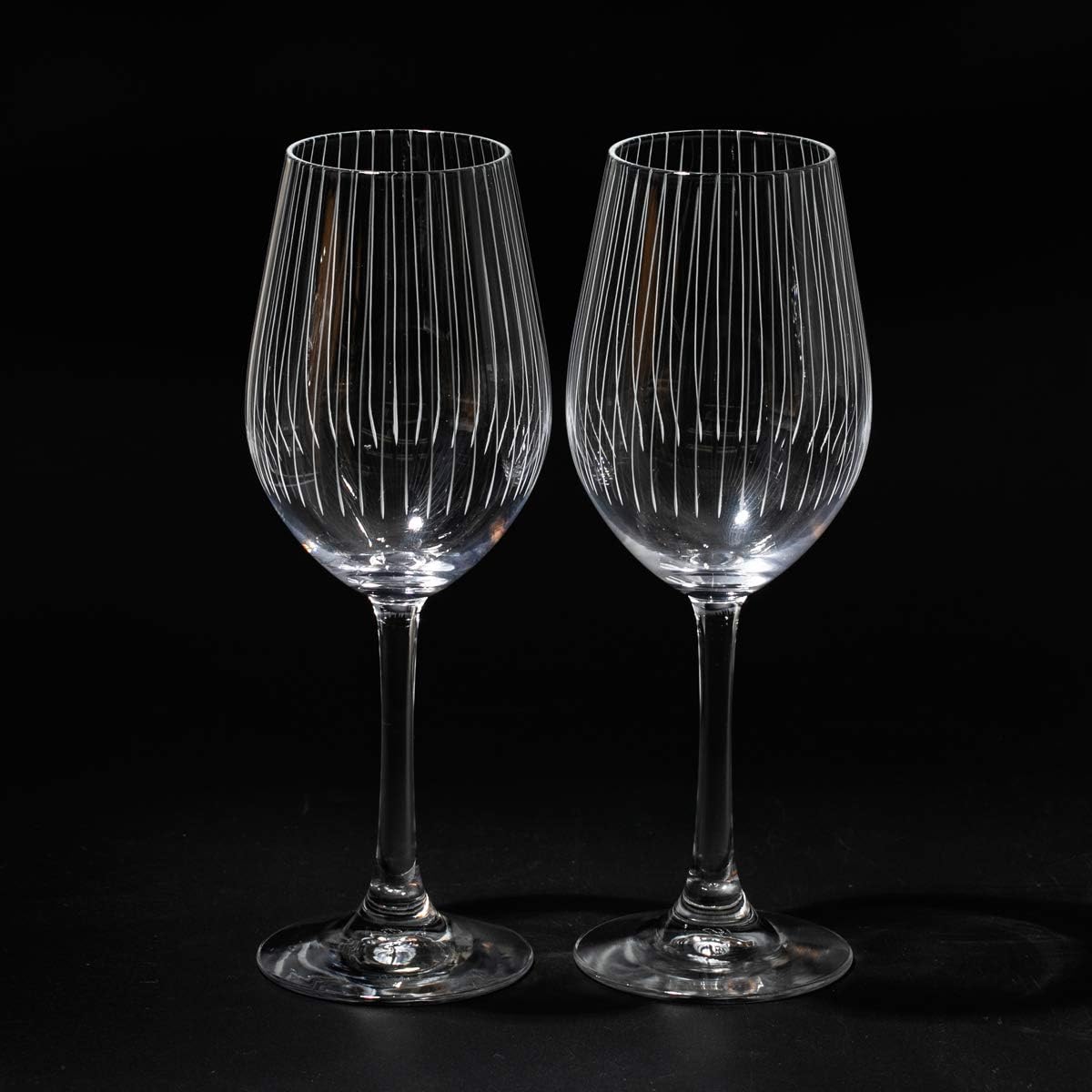 [Taimuro Kobo Official] Edo Kiriko Standing Striped Crest Wine Glass Pair (Transparent) TB0080-40s Comes in a Cosmetic Box Made in Japan