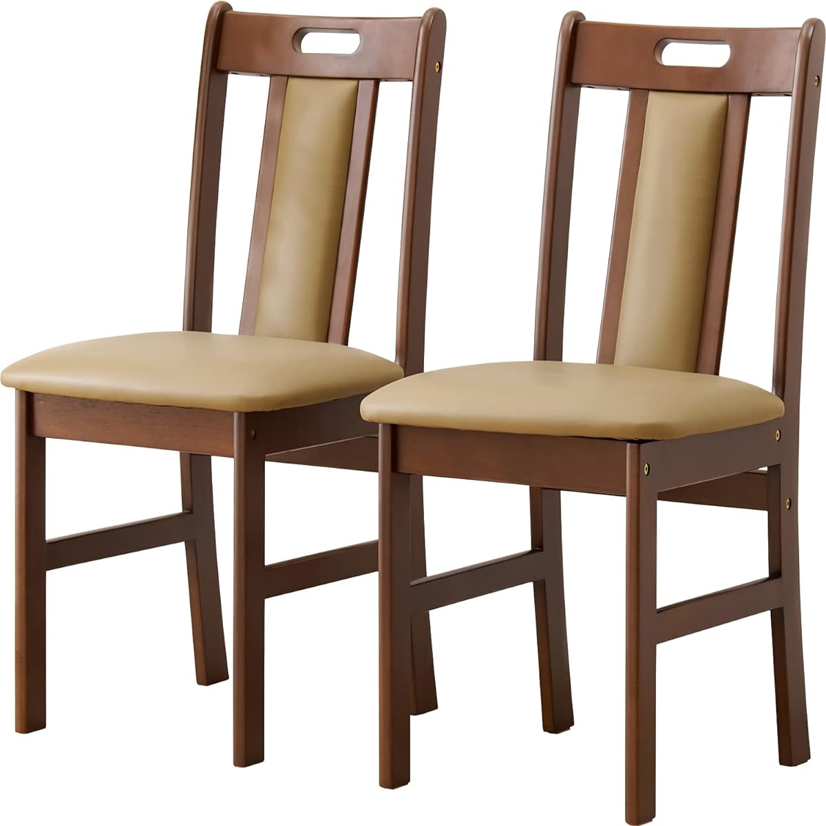 Hagihara Dining Chair Set of 2 Wooden with Cushion Modern Width Depth Height Dark Blanc VC-7480DBR