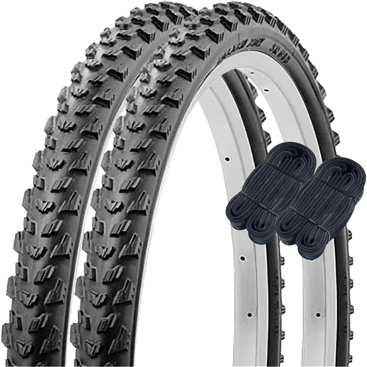 Shinko 26-inch bicycle tire tube set of 2 each, pair roll off-road tires 26 x 1.95 black H/E SR089 60220