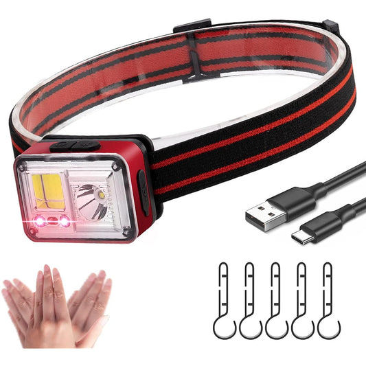 (2023 Newest Ultra Light) LED Headlight, USB Rechargeable, High Brightness, 7 Dimmable Modes, COB Headlamp, Long Time/Sensor Function, 230° Wide Angle Light, Headlight, Headlight, Headlight,