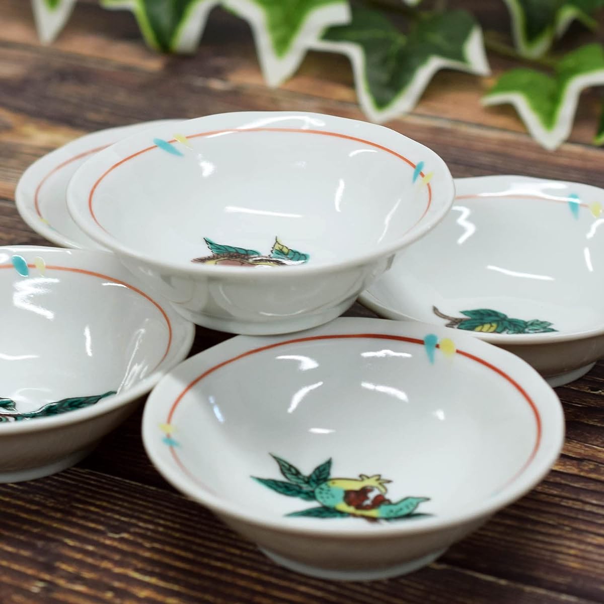 Small bowl, stylish tableware, Kutani ware, small bowl, set of 5, fruit pattern, pottery, Japanese tableware, serving plate