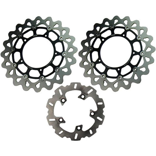 GZYF Motorcycle Front and Rear Brake Disc Rotor Set Yamaha YZF R1 2004-2006 Black