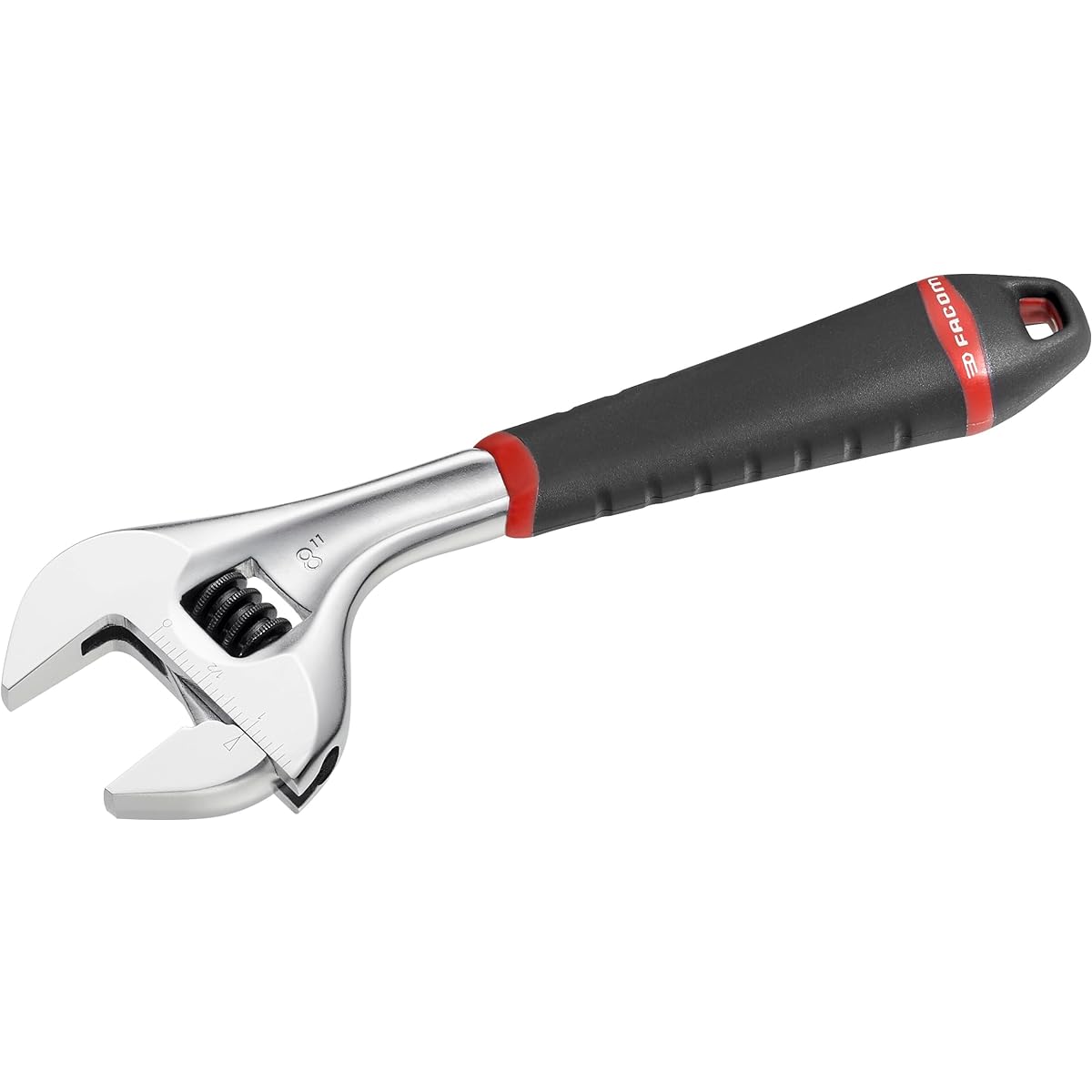 Facom Monkey Wrench 201mm Maximum Opening 33mm Adjustment Wrench 101.8G Grip Type With Adjustment Release Function Super Convenient Can Be Aligned With Nuts Instantly Chrome Plated Finish FACOM