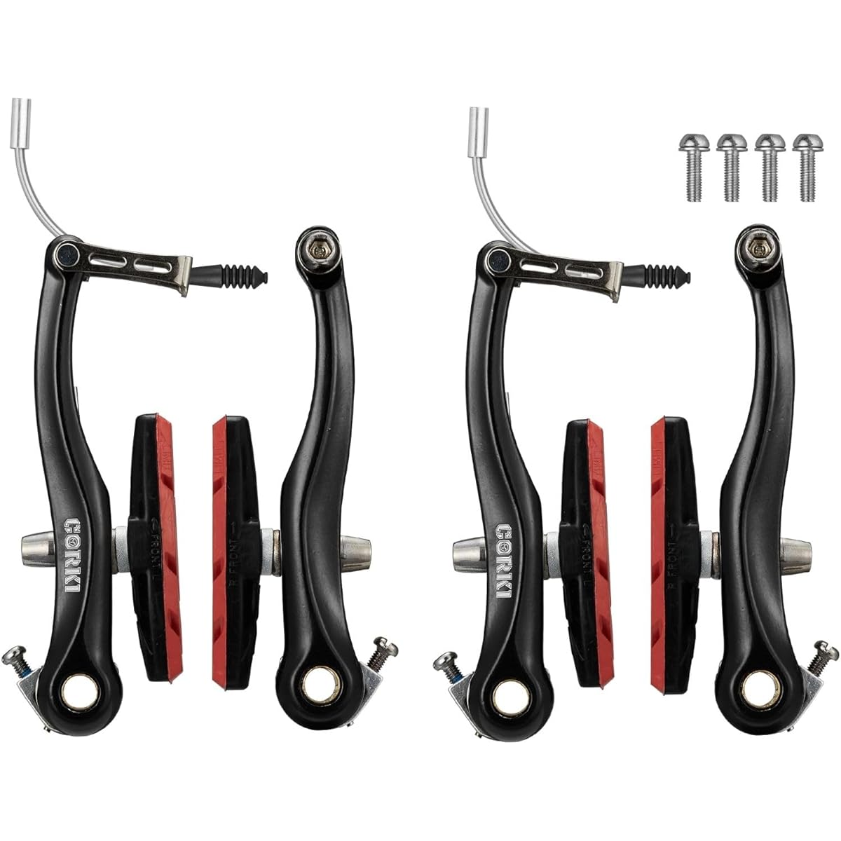 Corki Cycles Linear Mountain Bike V Brake Set Front and Rear 2 Pairs - 55mm and 70mm Brake Pads