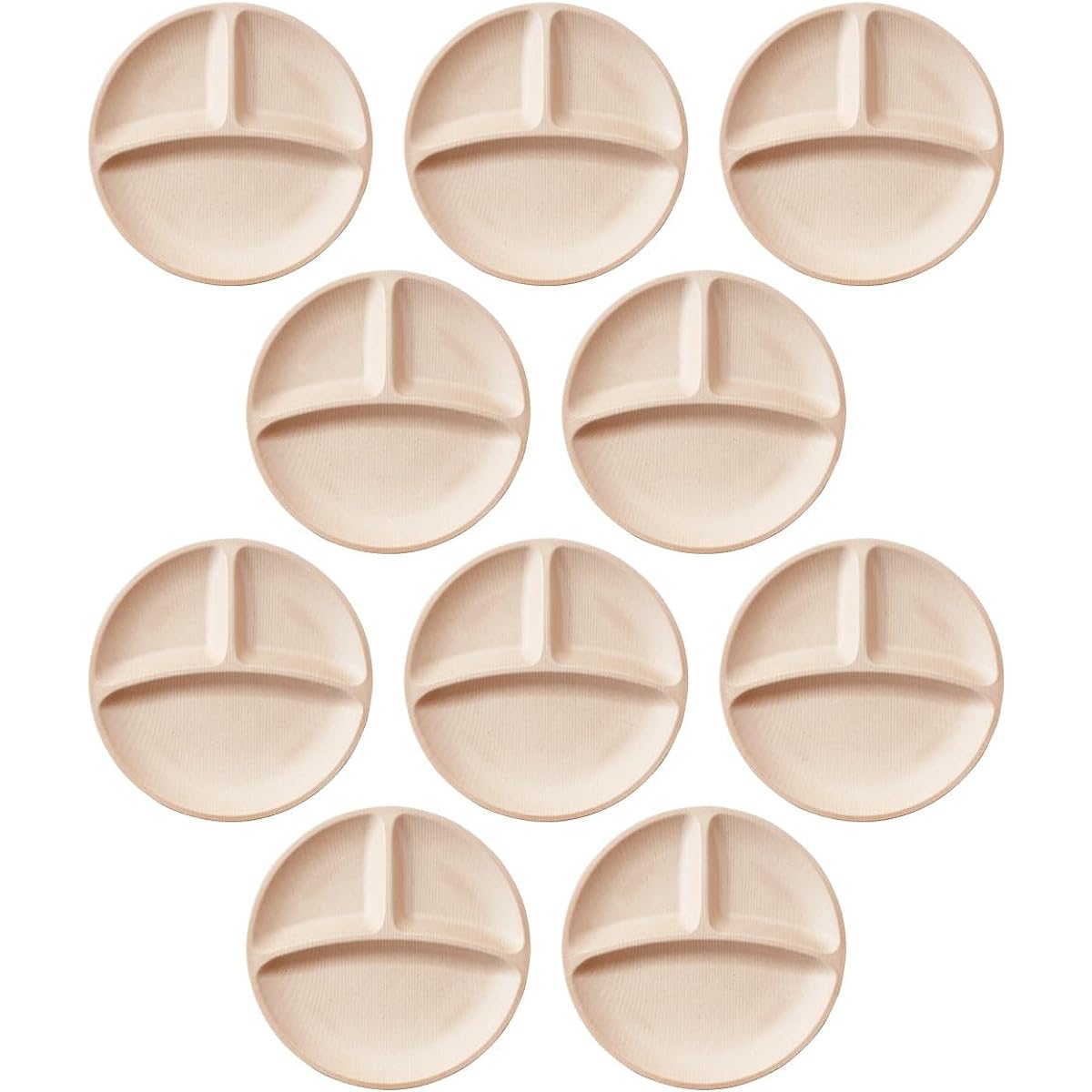 Taiwa Commercial Tableware, 3-Divider Plate, Natural Beige, 25cm, Pack of 10, Melamine Tableware, Wooden Style, Wood Grain, Dishwasher Safe, Stackable, Made in Japan Walna WD-15-NBE