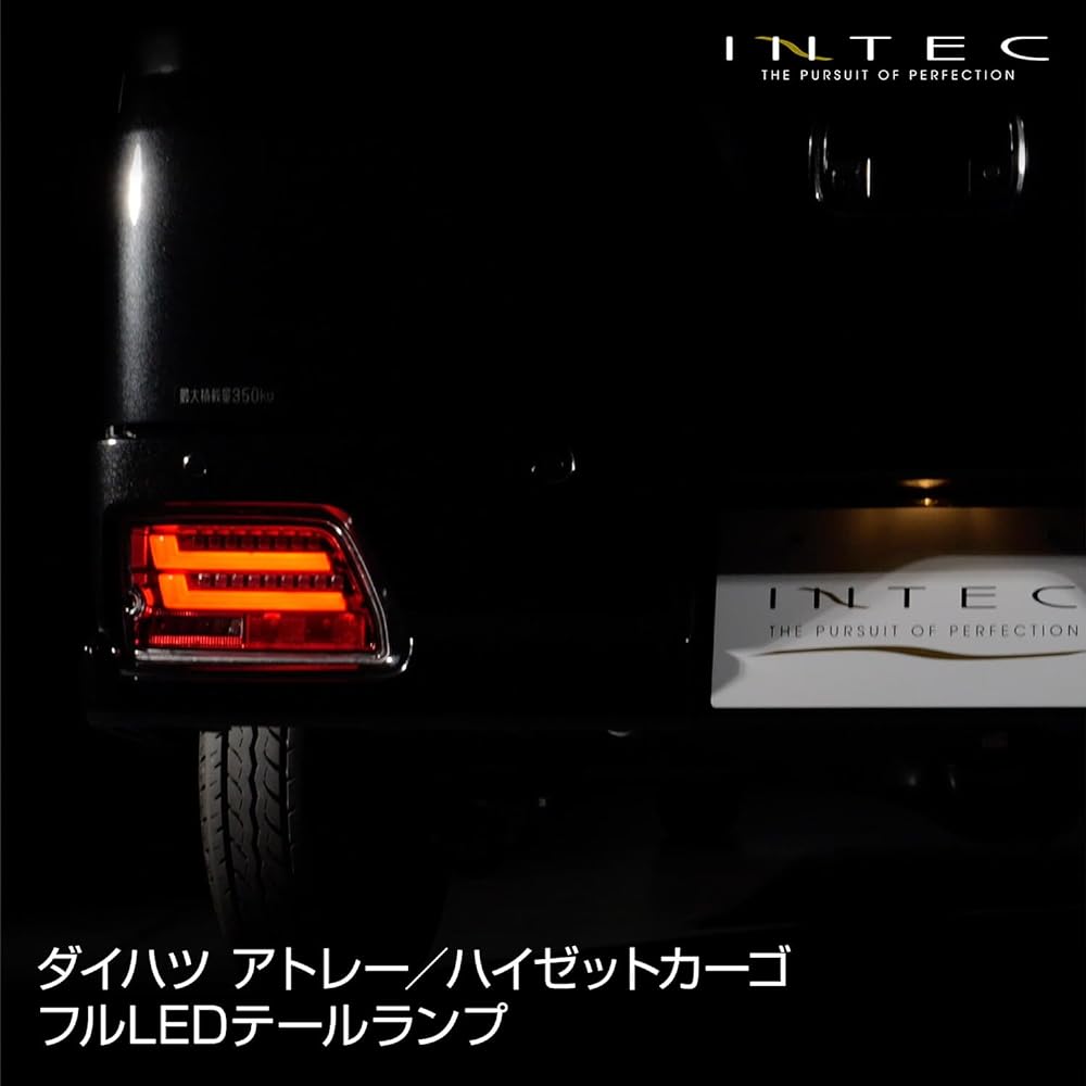 Atley Hijet Cargo Deck Van, S700 Series, Full LED Tail Lamp, Sequential, Flowing Turn Signal, INTEC Intec, Security Standards Compliant, E-Mark Acquired (Clear Lens/Gloss Black)