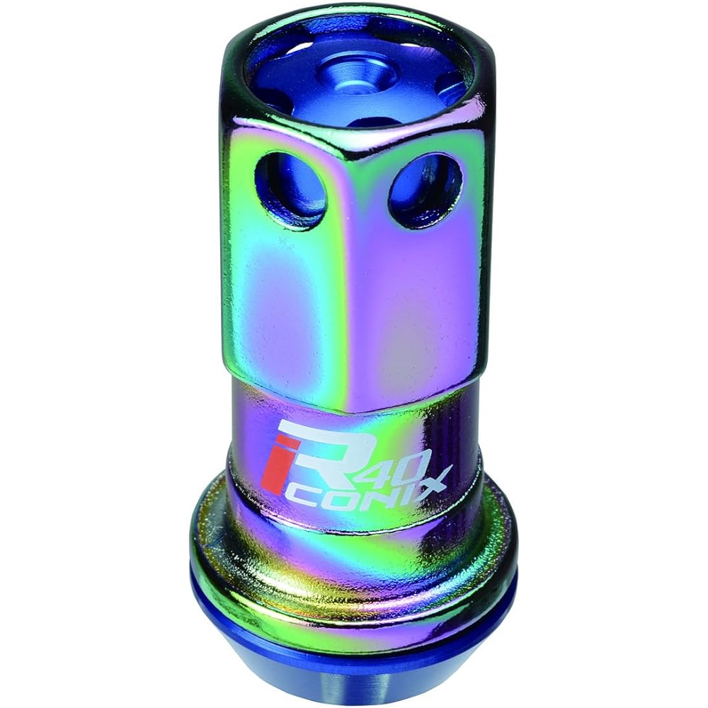 KYO-EI (Kyoei Sangyo) Wheel Lock Nut Racing Composite R40 iCONIX [M12 x P1.25] With Aluminum Cap [Neochrome/Black] RIA-03NK