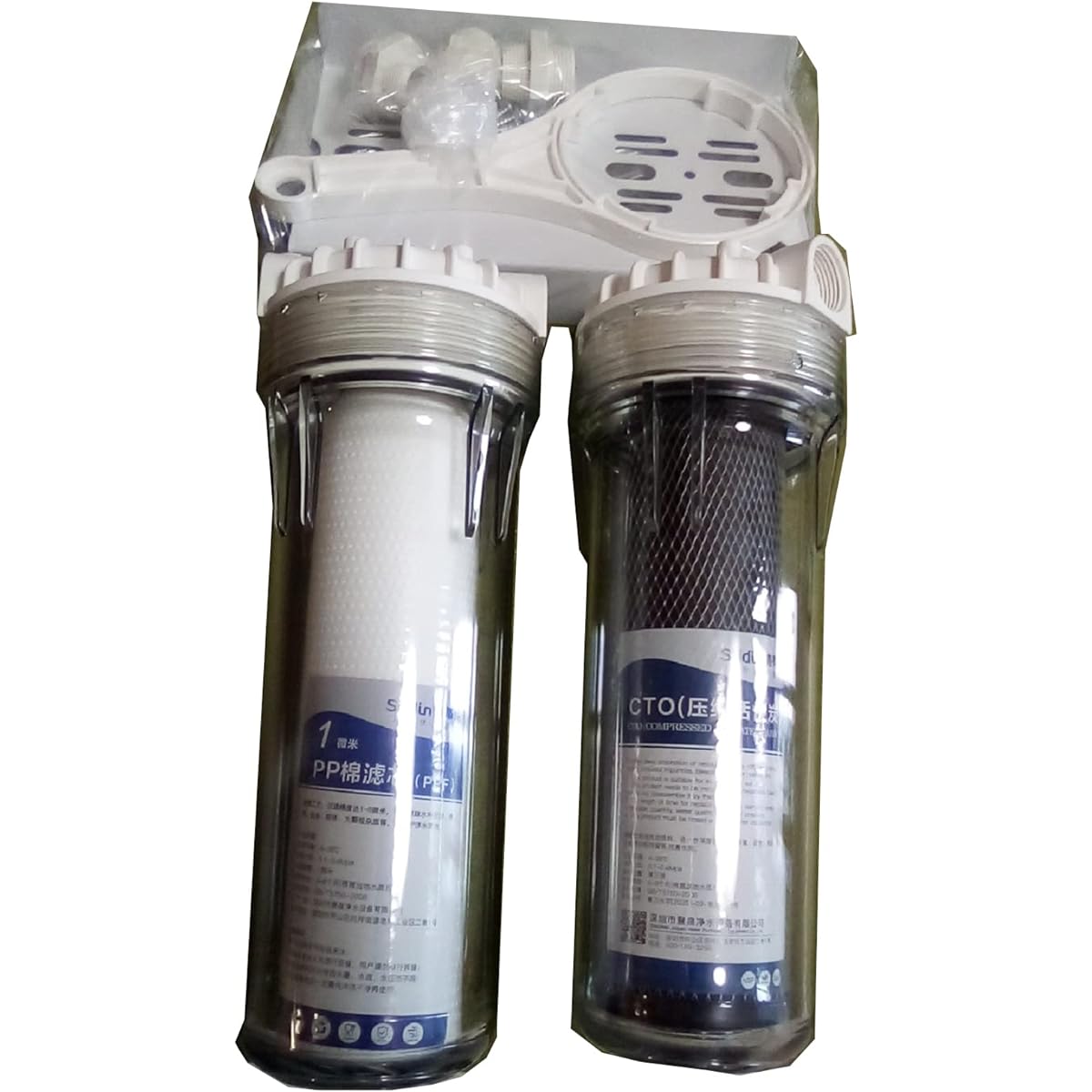 Water purifier filter for tropical fish, 10 inch PP cotton, residual chlorine removal, descaling, impurity removal, 2-tube filter