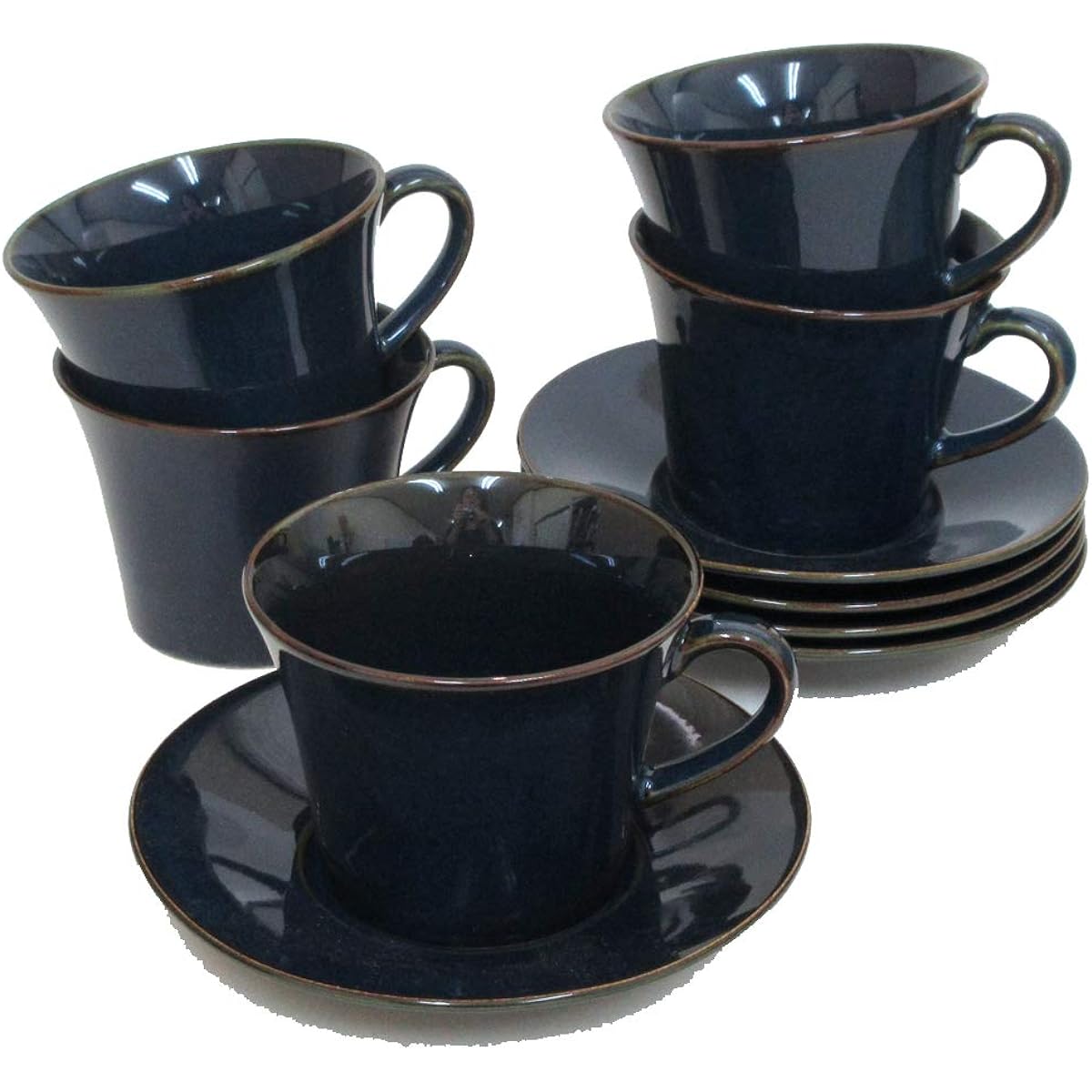 Shikisai - Pottery ONLINE - Coffee cup saucer 5-piece set Navy Scandinavian blue Mino ware