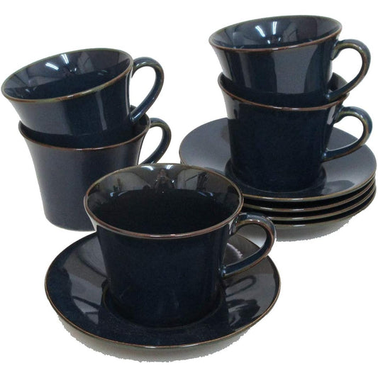 Shikisai - Pottery ONLINE - Coffee cup saucer 5-piece set Navy Scandinavian blue Mino ware