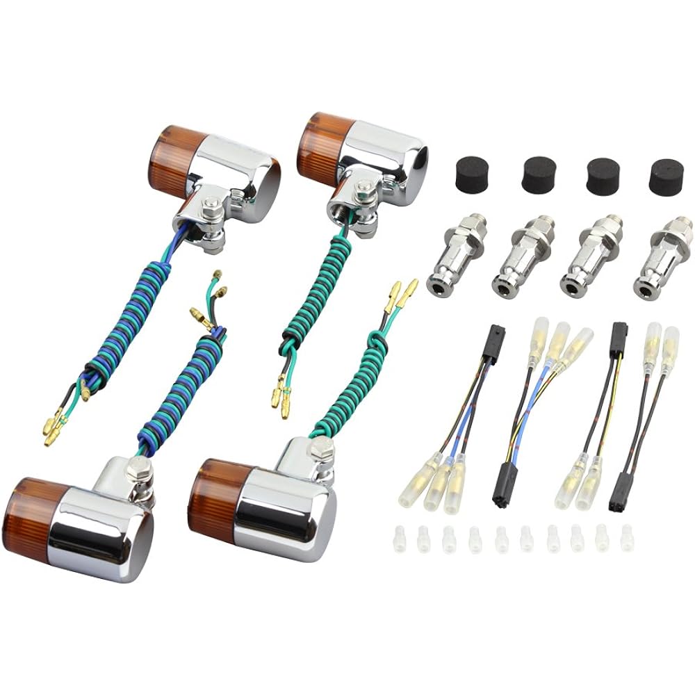 POSH Motorcycle Supplies Bullet Type Turn Signal Vehicle Specific Set ZEPHYR750/RS('04~) ZRX400II('04~) Plated Body/Clear Lens 031699-33