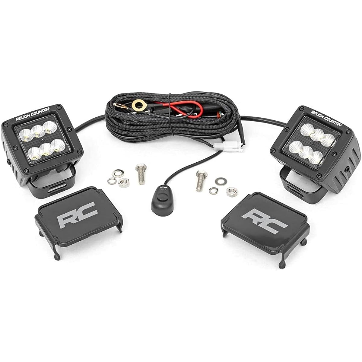 ROUGH COUNTRY 2 inch square CREE Cube LED Light Black Series Frad Beam (Pair) 70133BL